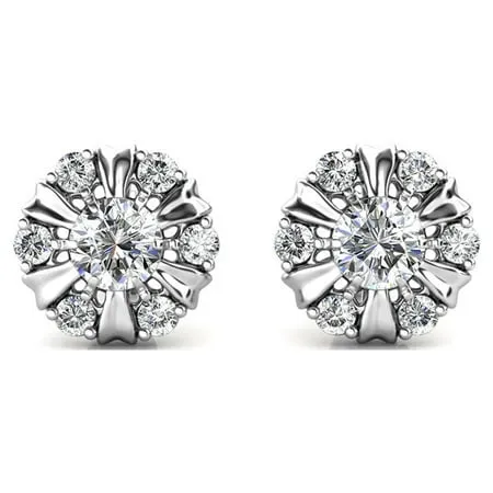 Cate &amp; Chloe Millie 18k White Gold Plated Silver Earrings with Crystals | Stud Earrings for Women, Girls, Jewelry Gift for Her