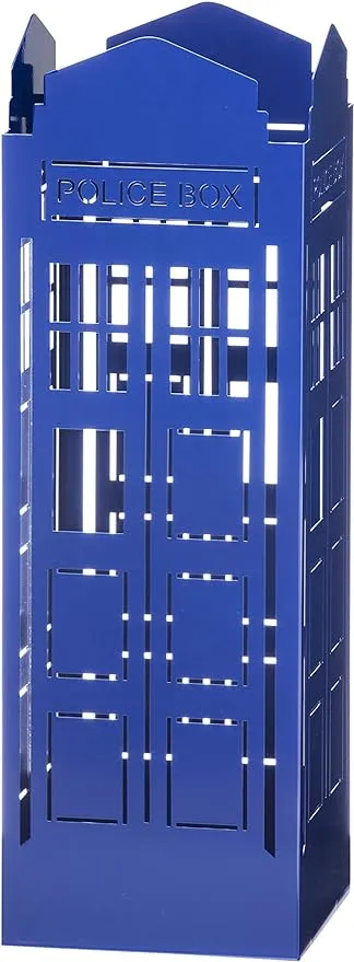 Mango Steam Police Box Blue Umbrella Stand - Tardis for Entryway &amp; Living Room