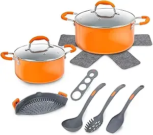 MasterChef MC3005 10 Pieces Champions Pasta, Soup & Stew Pot Set Orange