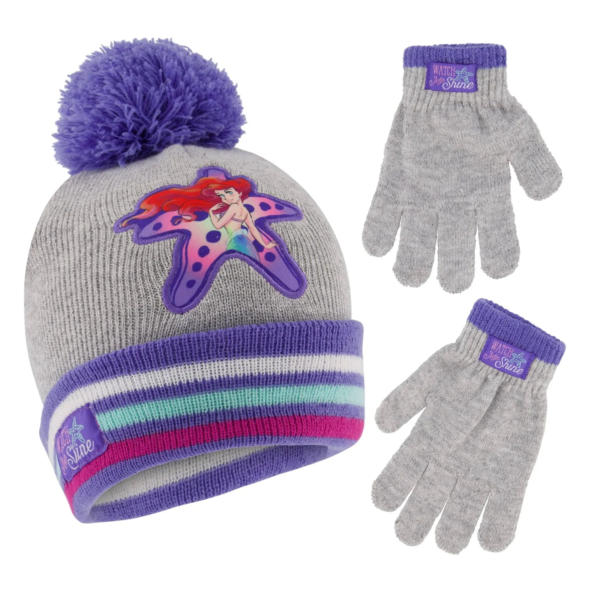 Disney Princess Winter Beanie Hat and Gloves Set, Little Girls Ages 4-7