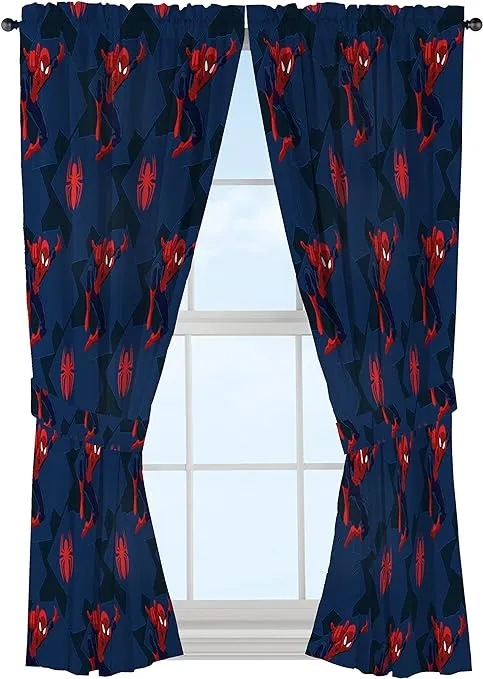 Marvel Spiderman Classic Saving The Day 63" Decorative Curtain/Drapes 4-Piece Set