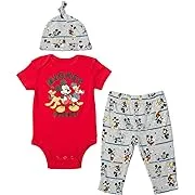 Disney Mickey Mouse Pluto Donald Duck Baby Bodysuit Pants and Hat 3 Piece Outfit ...