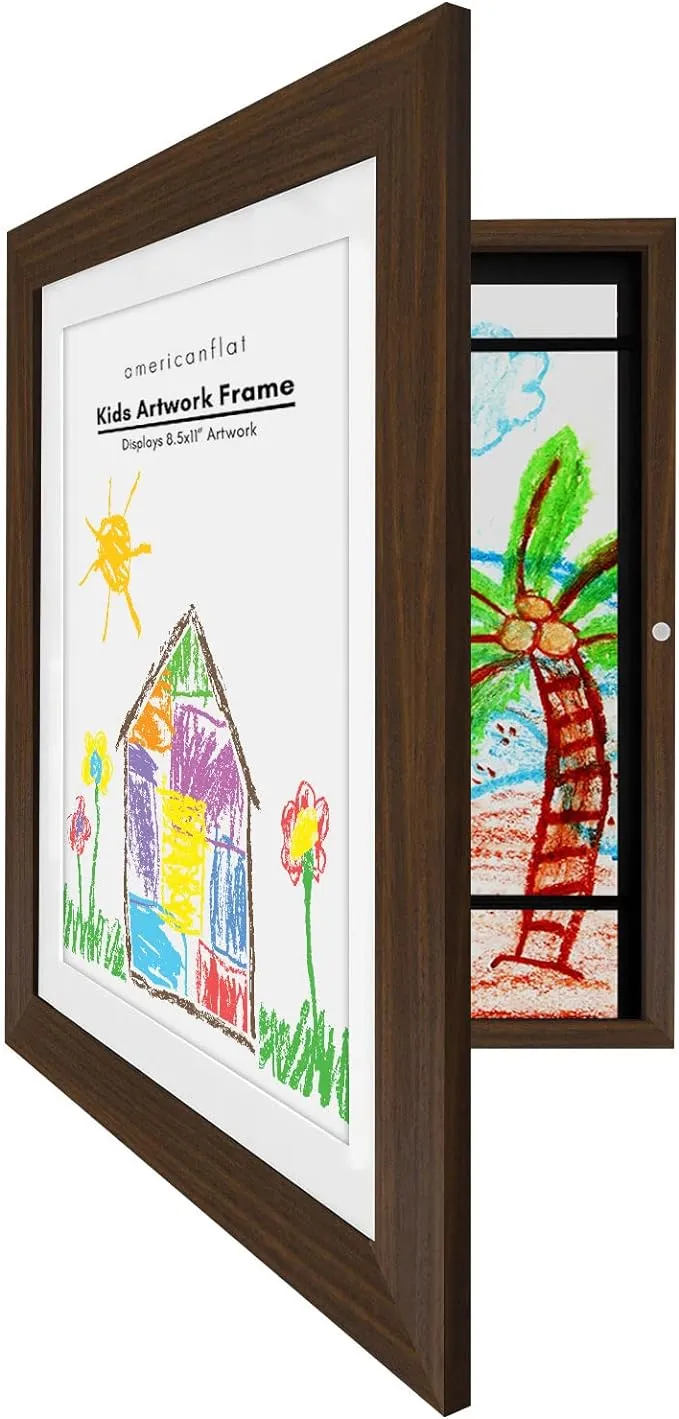 Americanflat 10x12.5 Kids Artwork Picture Frame Displays 8.5x11 With Mat and 10x12.5 Without Mat