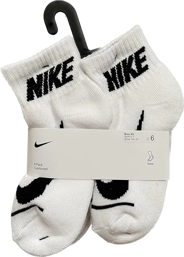 Nike, Youth Sport Wear Quarter Sock White Sock Size 5-7 / Shoe 10C-3Y