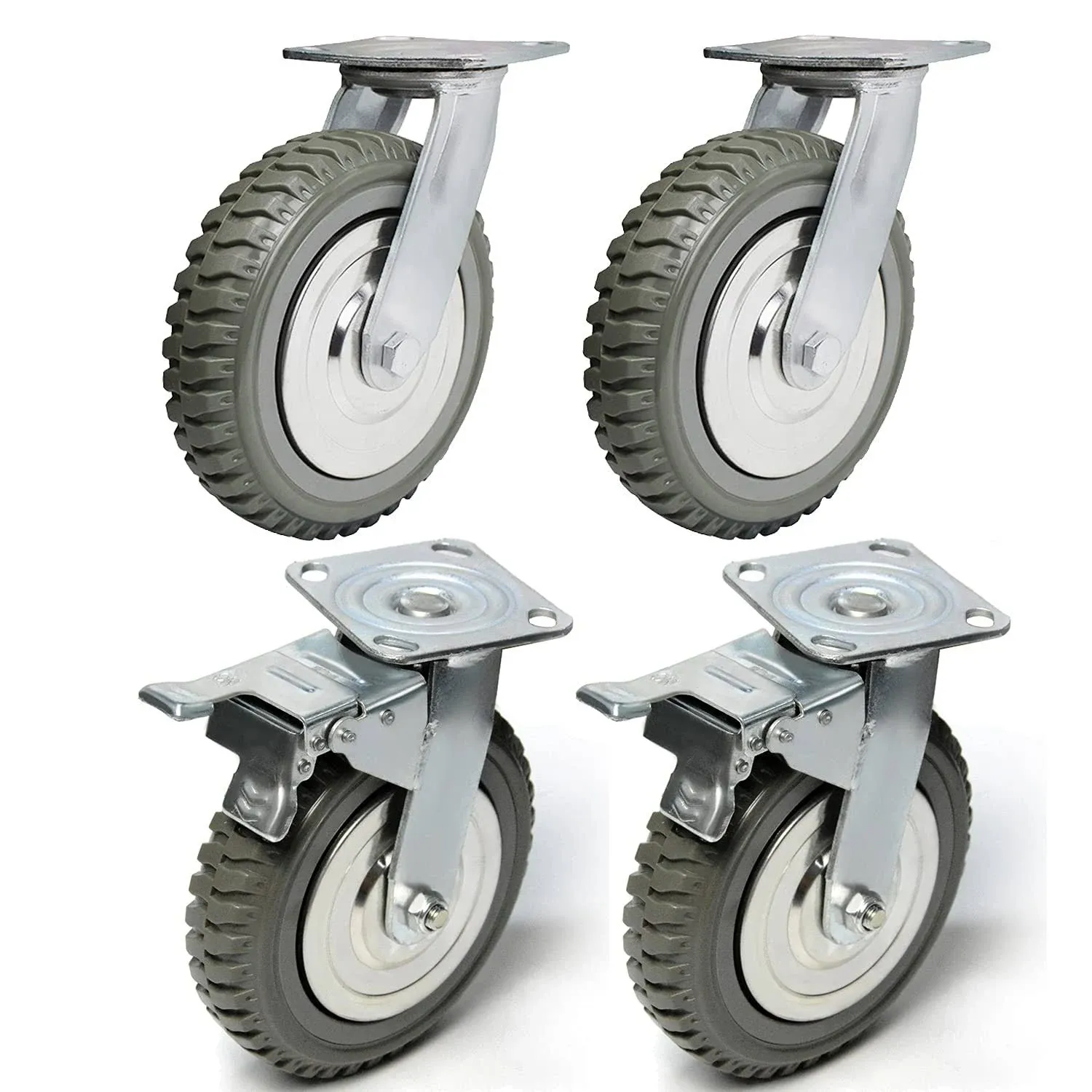 Tonchean 8 inch Caster Wheels Heavy Duty Polyurethane Offroad Casters Set of 4 ...