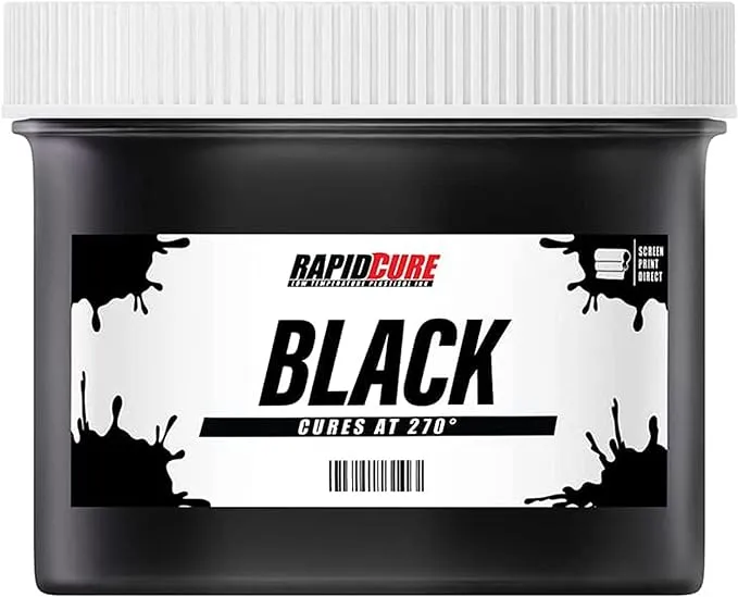 Rapid Cure® Black Screen Printing Ink (Gallon - 128oz.) - Plastisol Ink for Screen Printing Fabric - Low Temperature Curing Plastisol by Screen Print Direct - Black Plastisol Ink for Silk Screen