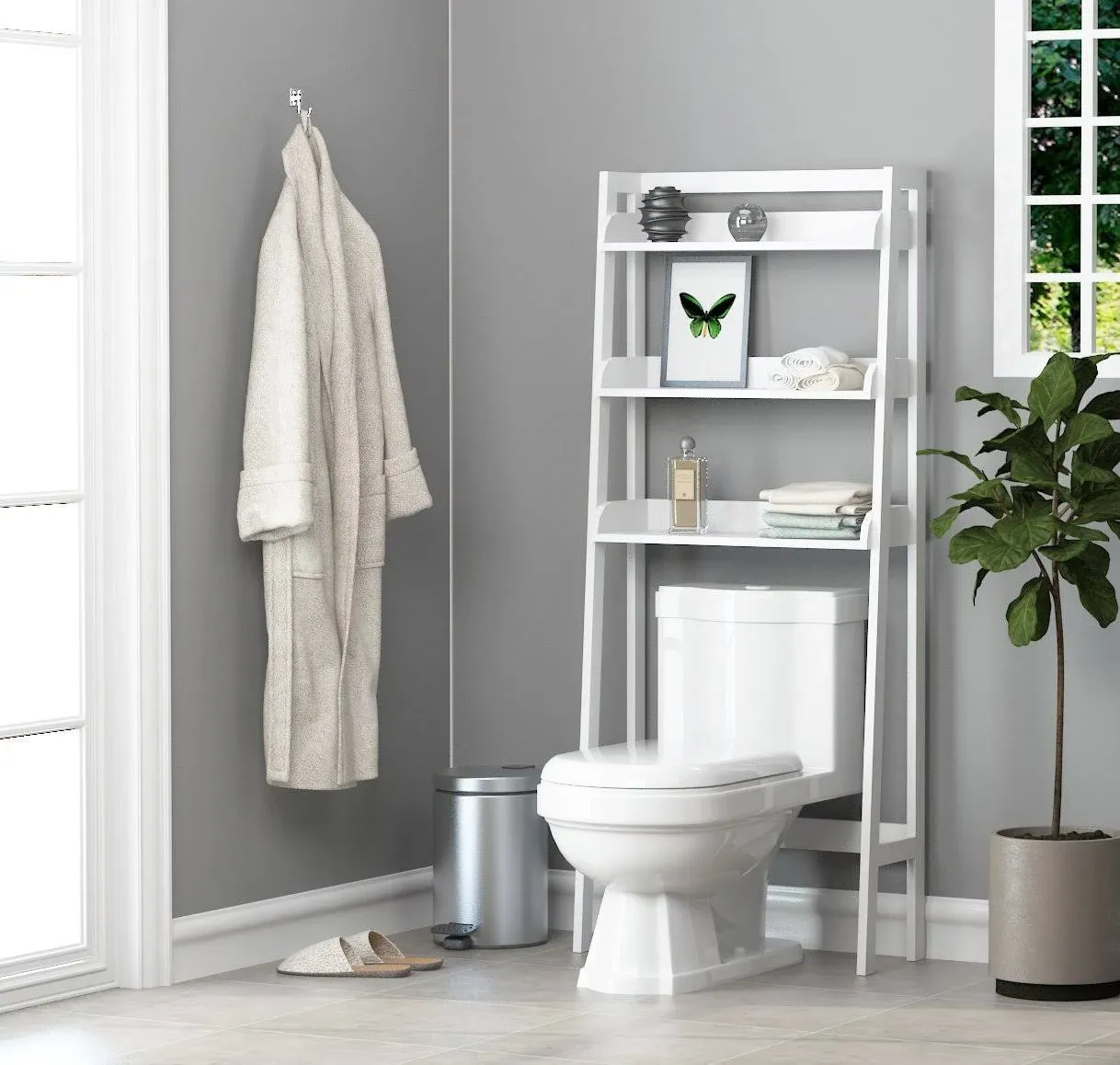 Utex 3-Shelf Bathroom Organizer Over The Toilet Bathroom Spacesaver White