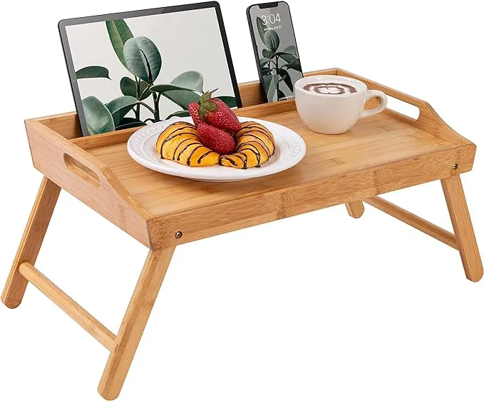 Rossie Home Bamboo Media Bed Tray, Natural