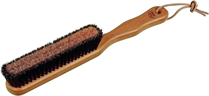 Redecker Natural Pig Bristle/Bronze Wire Clothes Brush with Oiled Pearwood Handle, 10-3/8-Inches