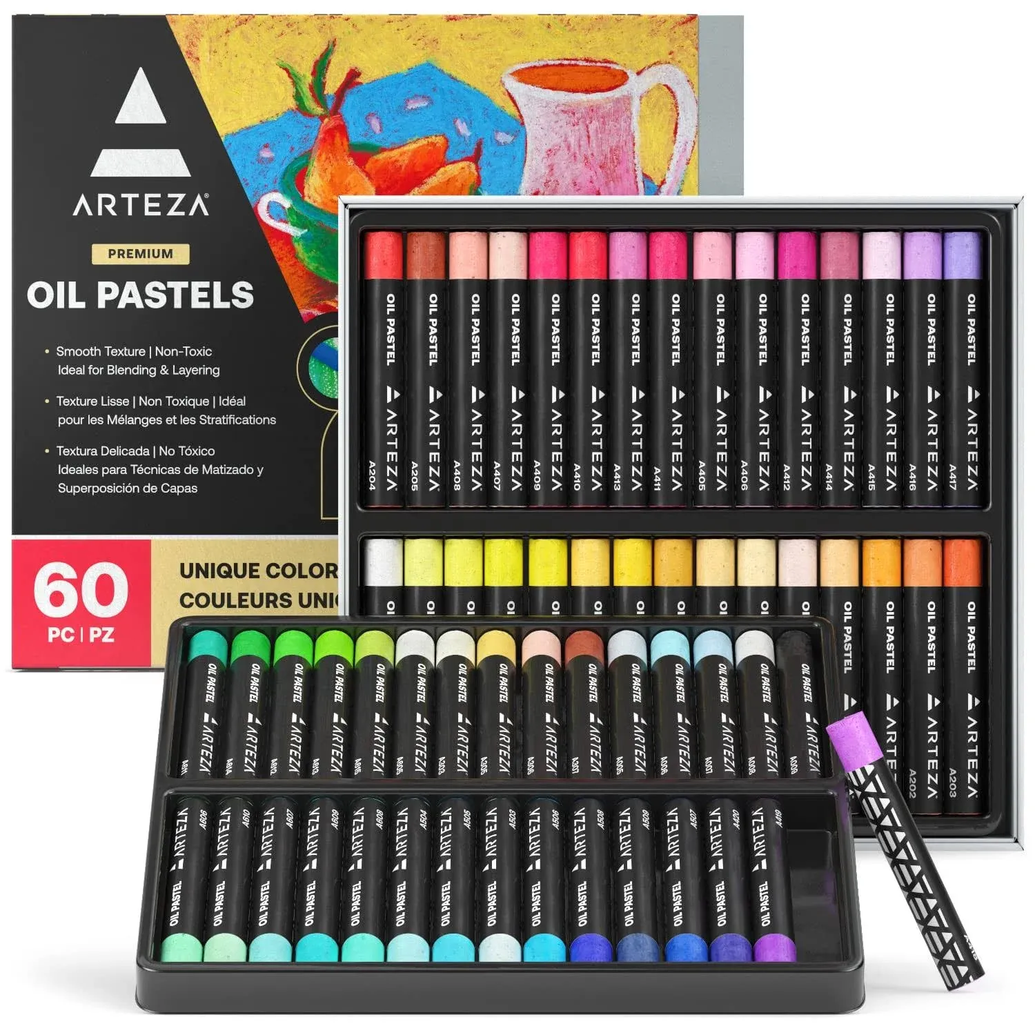 Oil Pastels for Artists, 60 Soft Oil Pastels in Assorted Colors, Pastel Crayo...