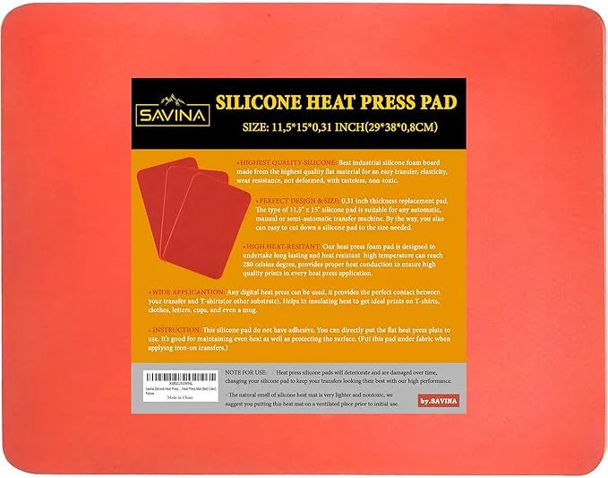 Silicone Heat Press Pad - 15In X 11.5In X 0.3In - a Must for Plate Heat Resistan