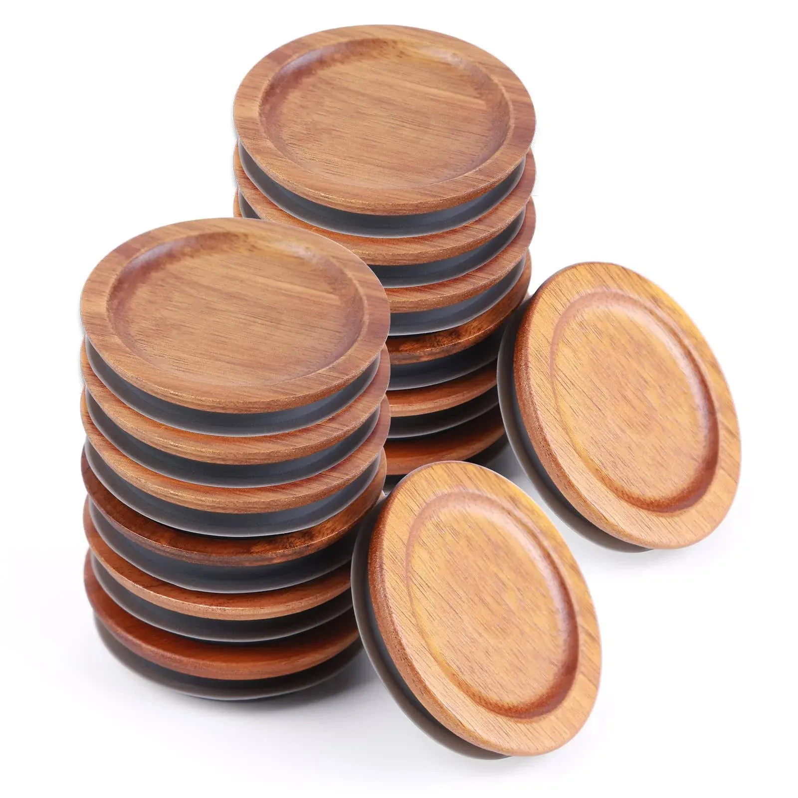 12Pack Regular Mouth Mason Jar Lids - Acacia Wooden Storage, Canning Ball Jar ...