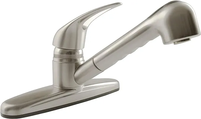 DURA Non-Metallic Pull-Out Brushed Satin Nickel RV Kitchen Faucet