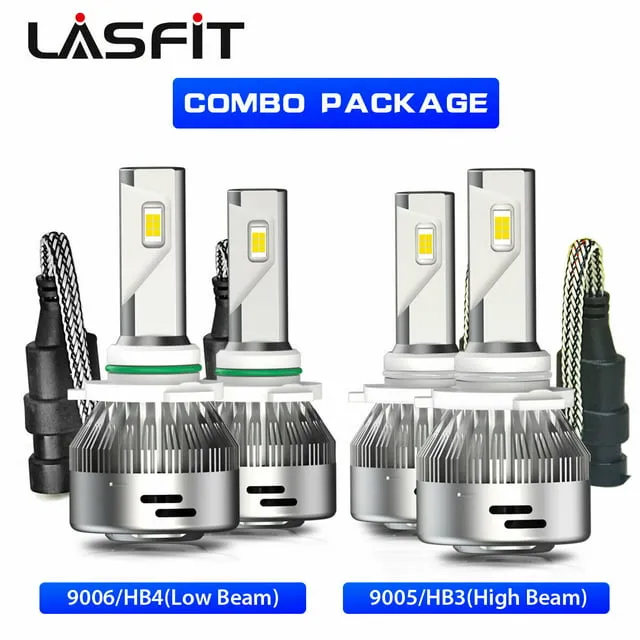 4x Lasfit 9005 9006 Combo LED Headlight High Low Beam Bulbs 6000K Cool White