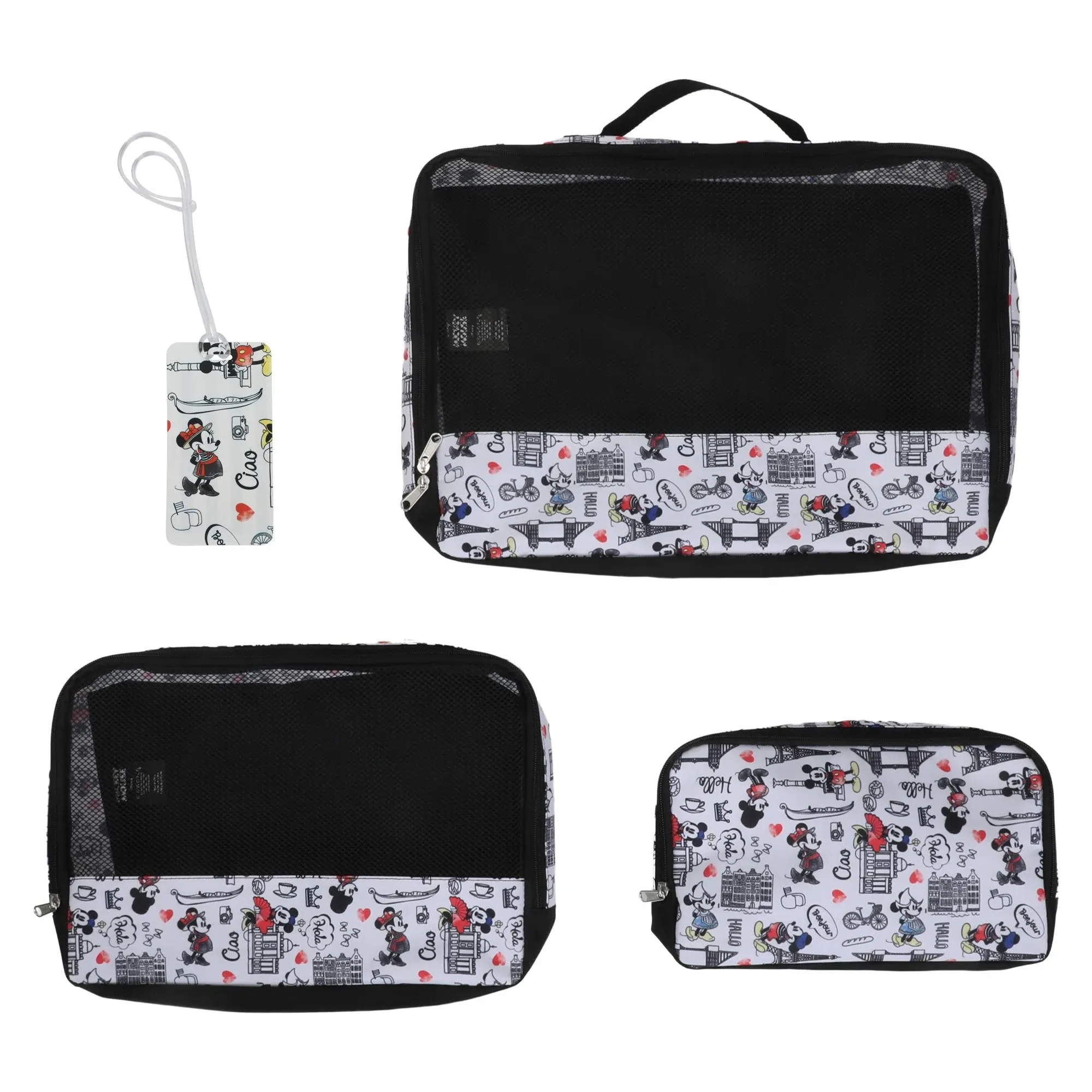 Mickey Mouse Mickey & Minnie in Paris 3-Pack Packing Cubes with Hang Tag