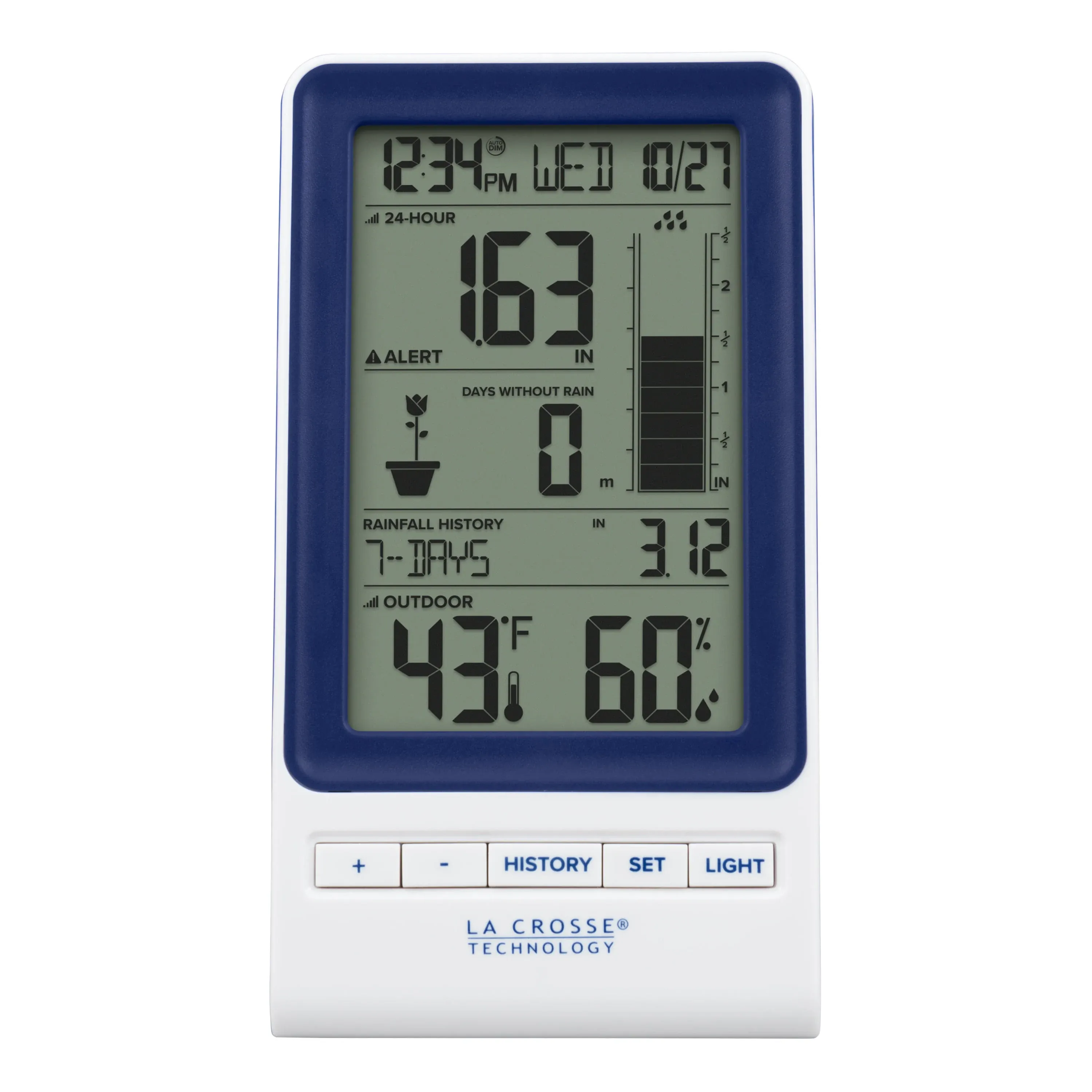 La Crosse Technology 724-1415BL Wireless Rain Station with Temperature and Humidity