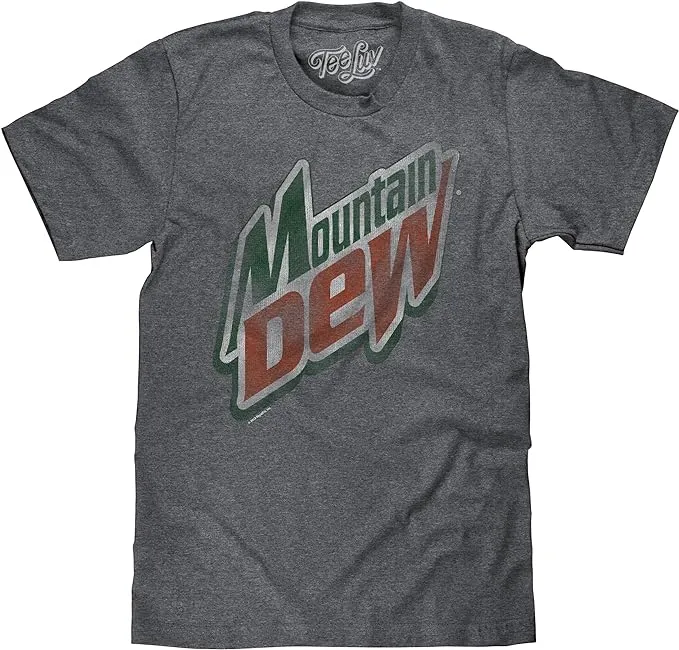 Tee Luv Men s Mountain Dew Distressed Soda Logo Shirt (L)