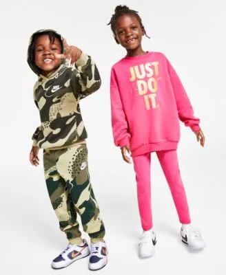 Little Girls Sweatshirt and Leggings Set & Little Boys Camo Hoodie & Jogger Pants