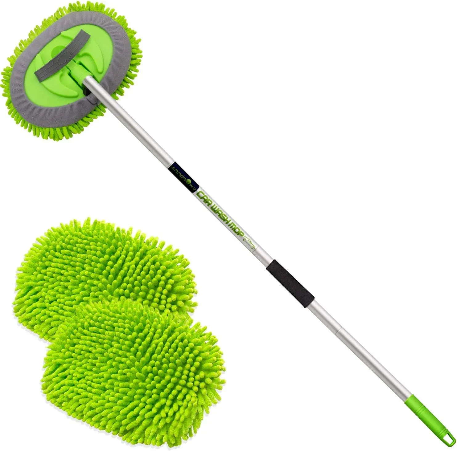 anngrowy 62" Microfiber Car Wash Brush Mop Kit Mitt Sponge with Long Handle Car ...