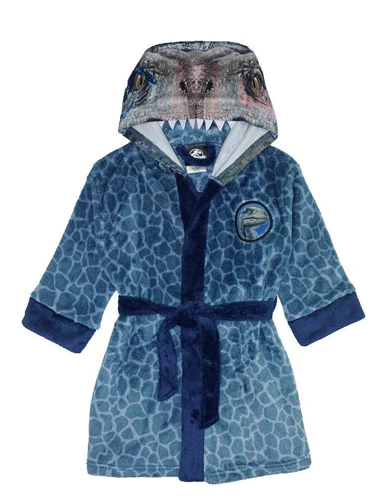 Jurassic World Dinosaur Boys Blue Raptor Fleece Robe