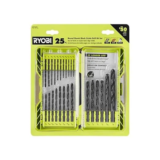 Ryobi Black Oxide Round Shank Drill Bit Set (25-Piece)