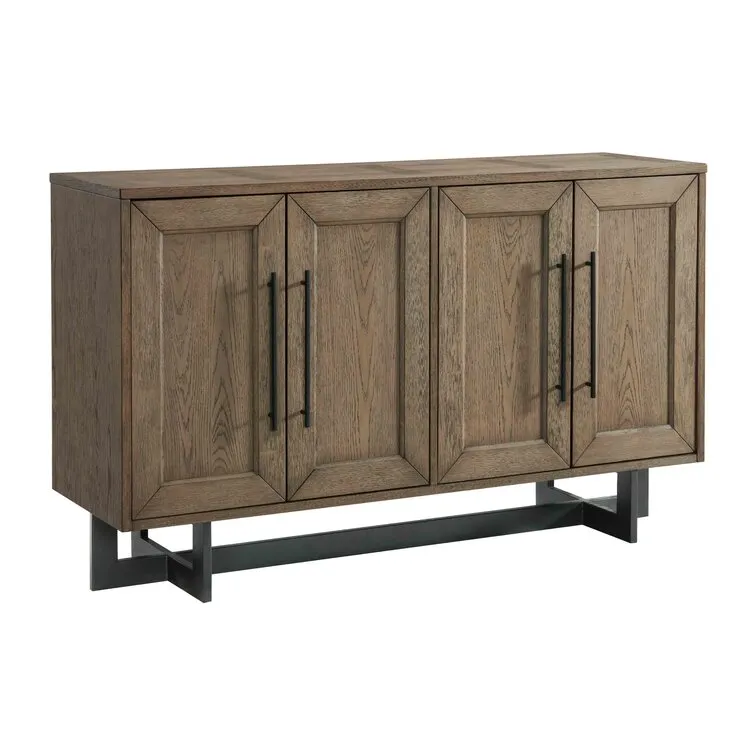 Eden 60" Server with 2 Cabinets, Wine Bottle Storage, and Adjustable Shelves, Rustic Dune