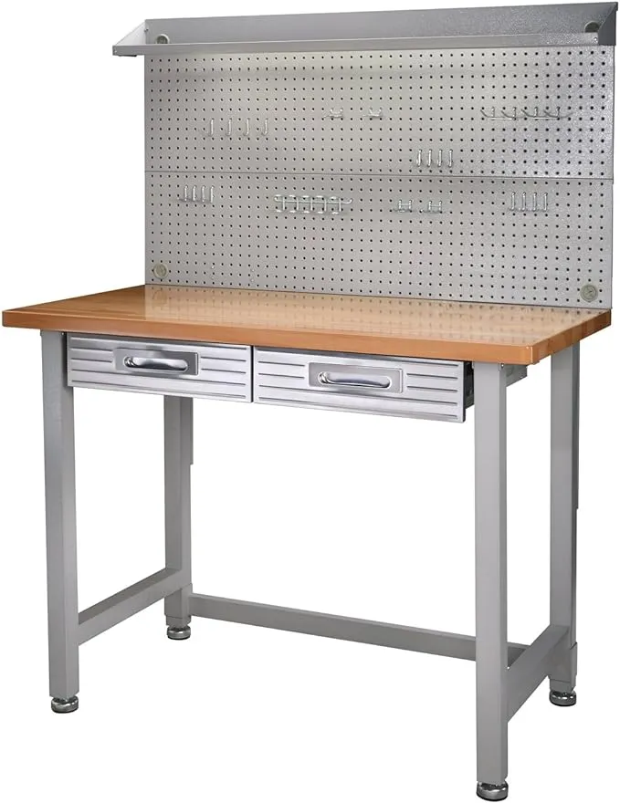 UltraHD® Lighted Workcenter w/ Stainless Steel Top and Pegboard, Grani