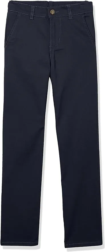 IZOD Boys' School Uniform Twill Pants, Flat Front & Comfortable Waistband with 5 Pockets