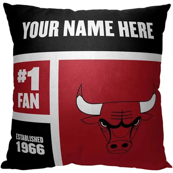 Chicago Bulls NBA Colorblock Personalized Pillow