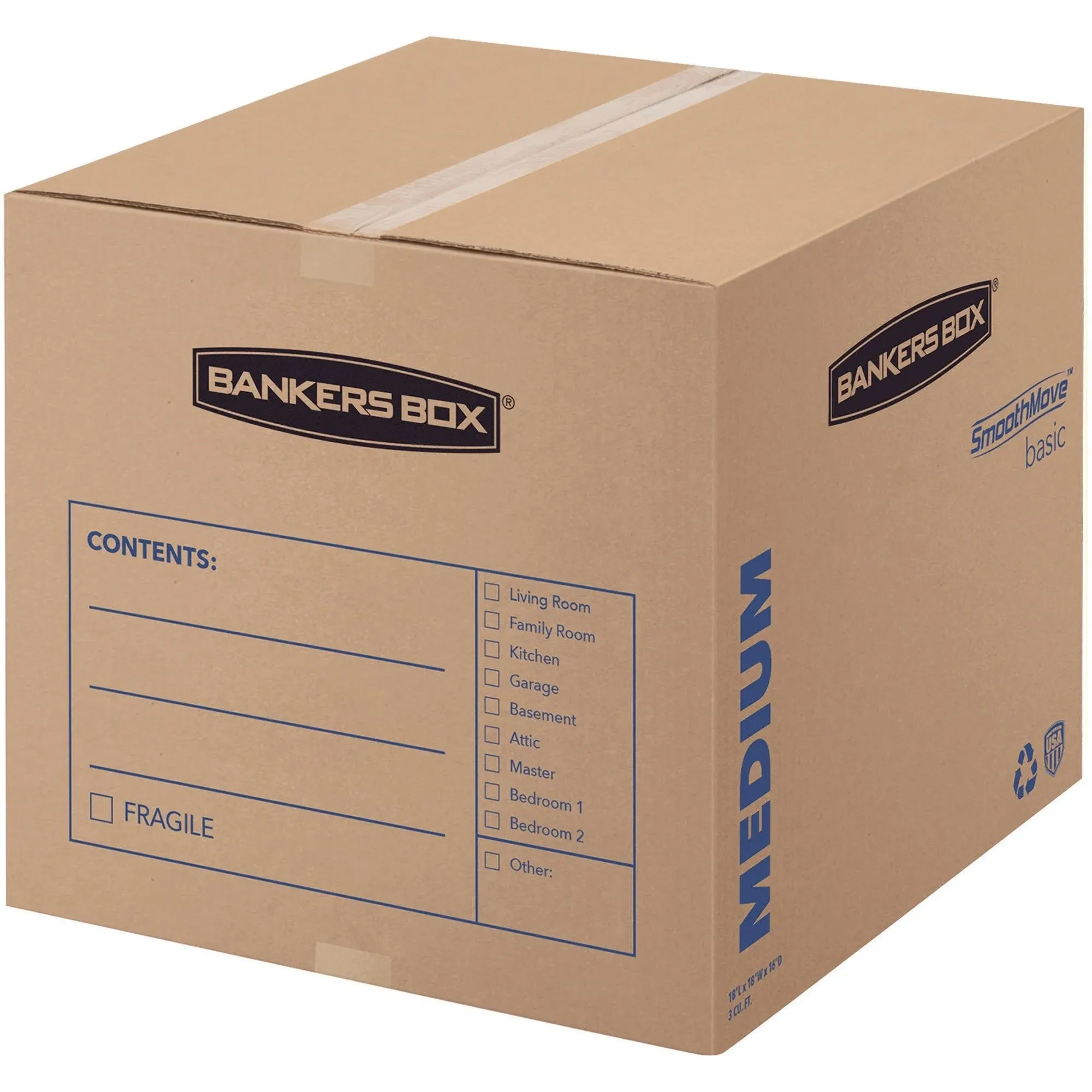 Bankers Box SmoothMove Basic Moving & Storage Boxes, 18-1/4" x 18-1/4" x 16-7/8", 20/Carton