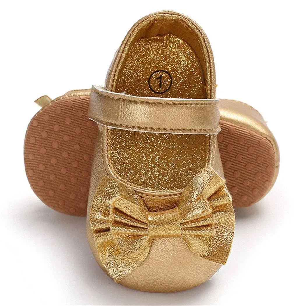 BABITINA Baby Girl Shoes Mary Jane Flats with Bowknot Non-Slip Toddler First ...