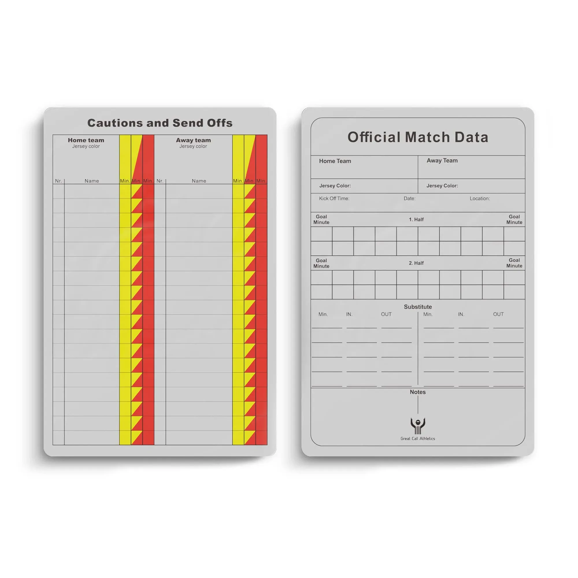 Great Call Athletics Soccer Referee Game Cards Pro | 50 Pack | Double Sided Thick ...