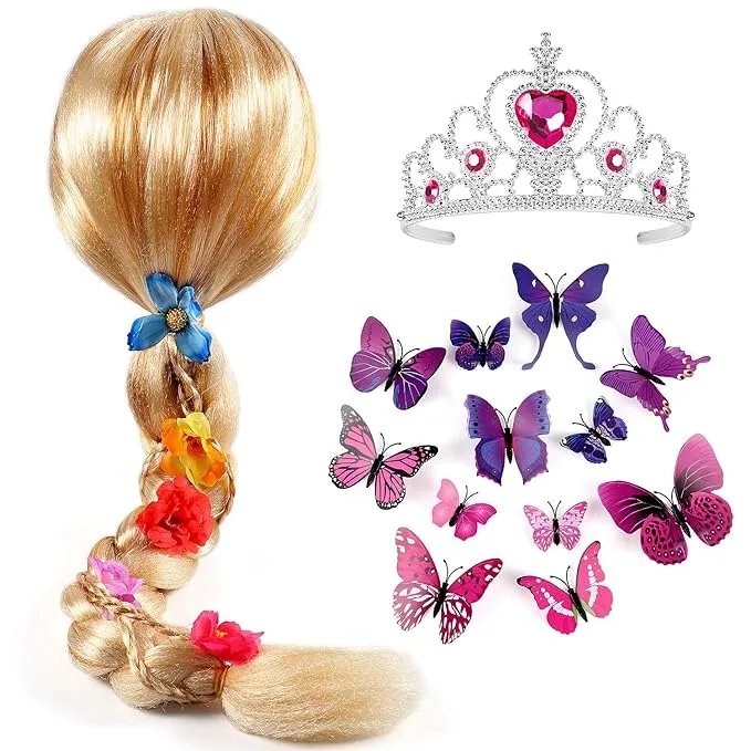 Girls with Princess Tiara Butterfly Pin Princess Rapunzel Dress up Accessories