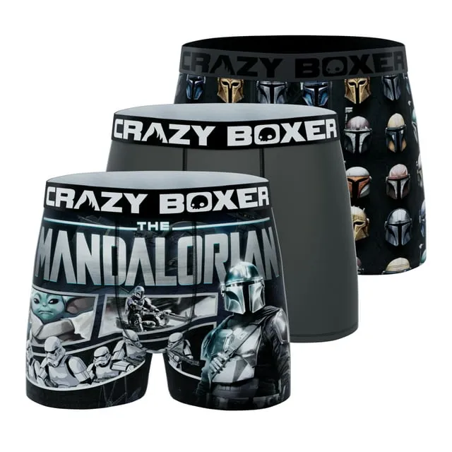 CRAZYBOXER The Mandalorian Baby Yoda 3-Pack Adult Mens Boxer Briefs, Sizes S-XL