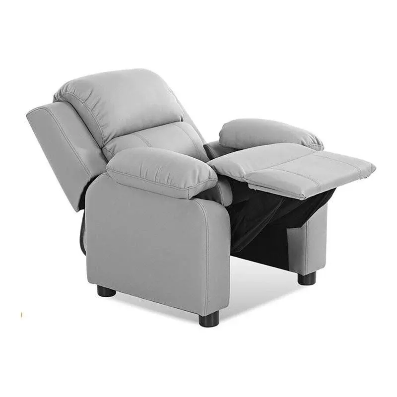 Costway Kids Sofa Deluxe Padded Armchair Recliner Headrest w/ Storage Arms - Gray