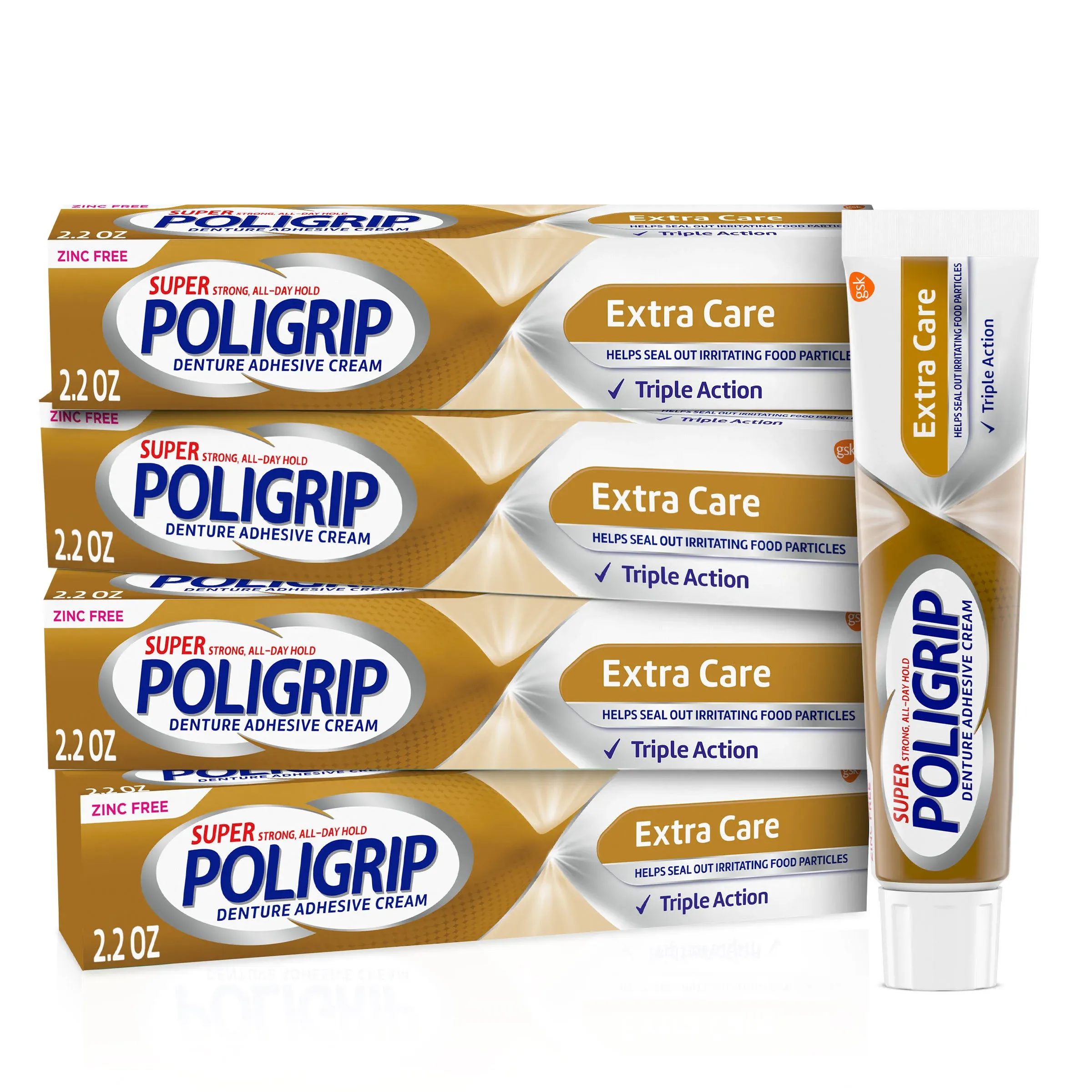 Extra Care Denture Adhesive Cream - 2.2 Oz (Pack of 3)
