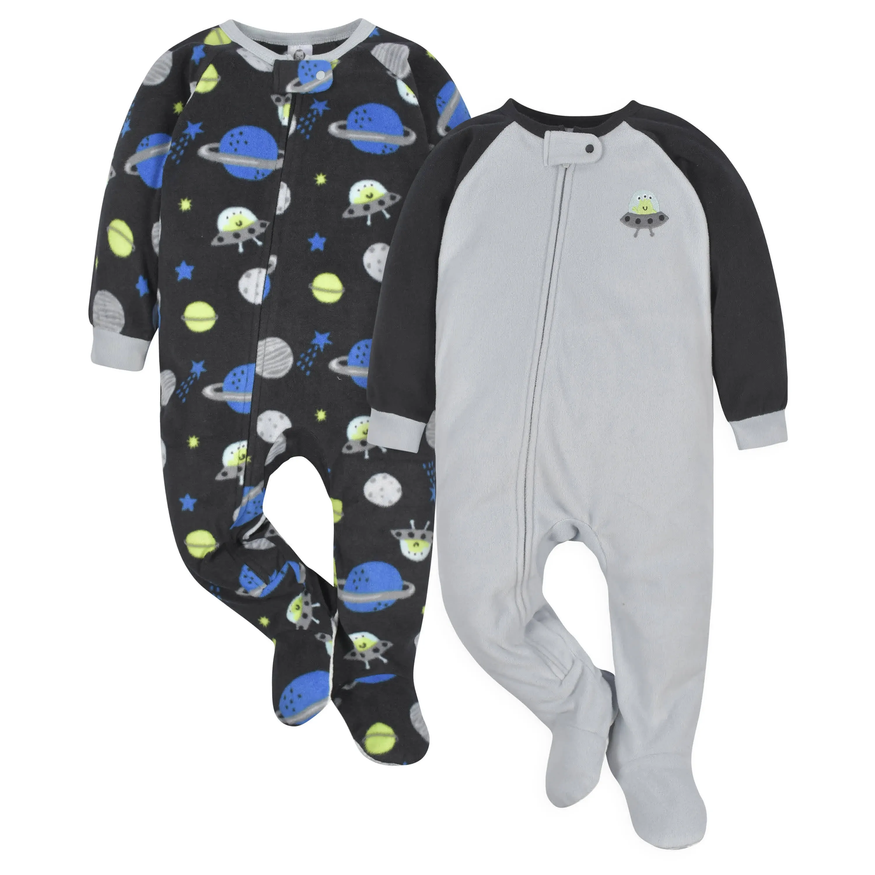 Gerber Baby & Toddler Neutral Microfleece Blanket Sleeper Pajamas 2-Pack