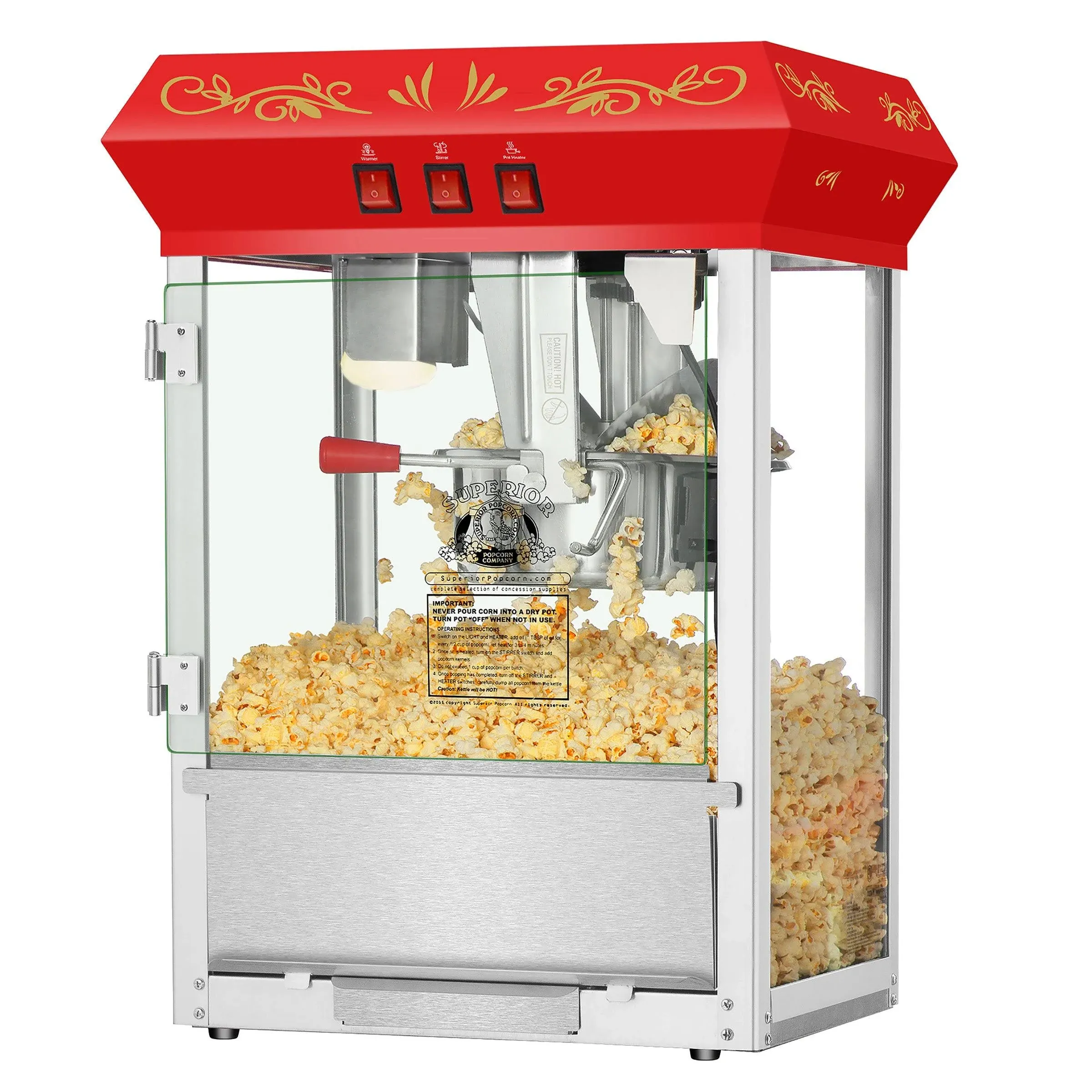 Red Countertop Popcorn Popper: Superior 8 Oz Machine For Movie Night