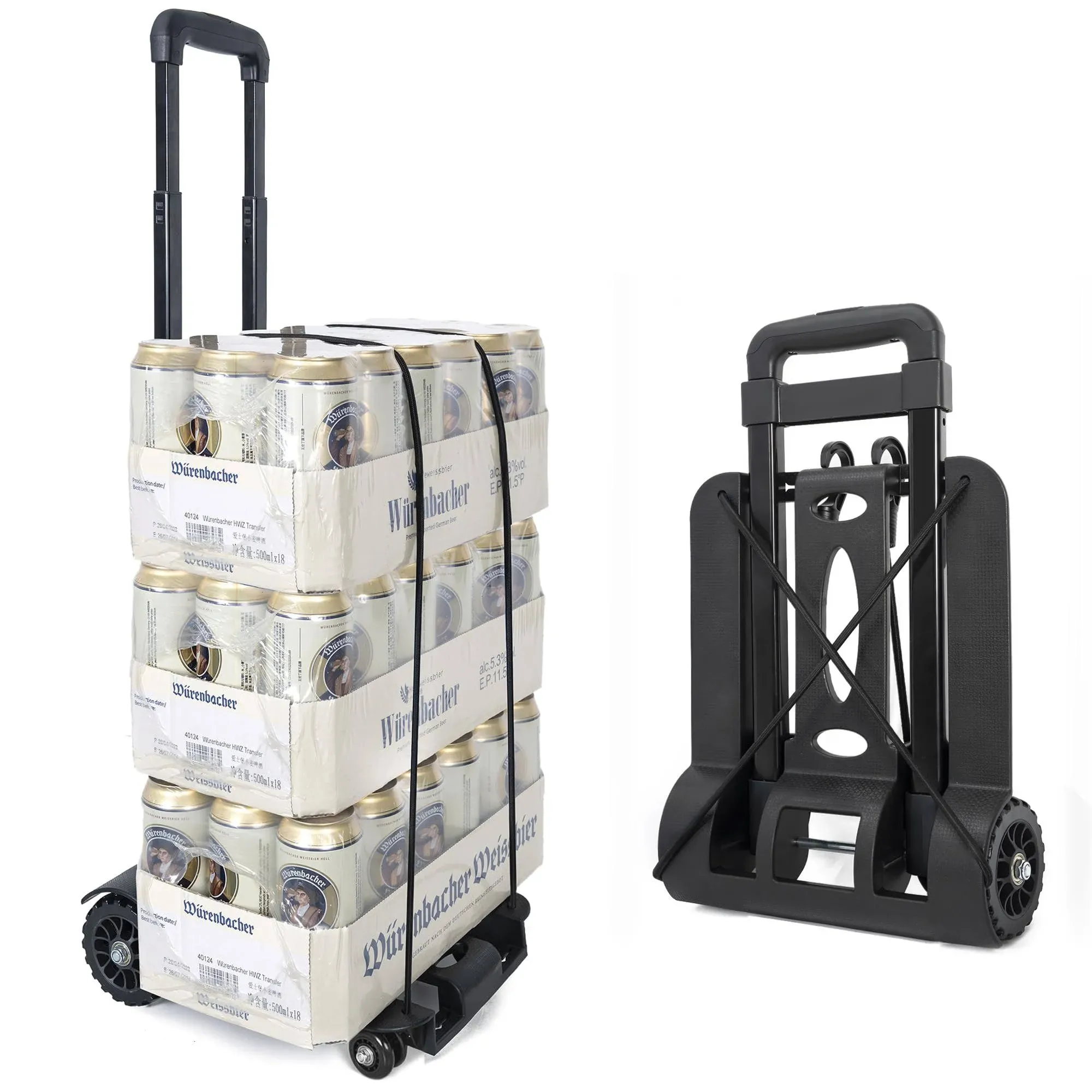 MAYQMAY Folding 4-Wheels Trolley Hand Truck Dolly 100 lbs / 45 KG Compact Lug...