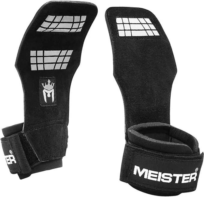 Meister Elite Leather Weight Lifting Grips w/Gel Padding