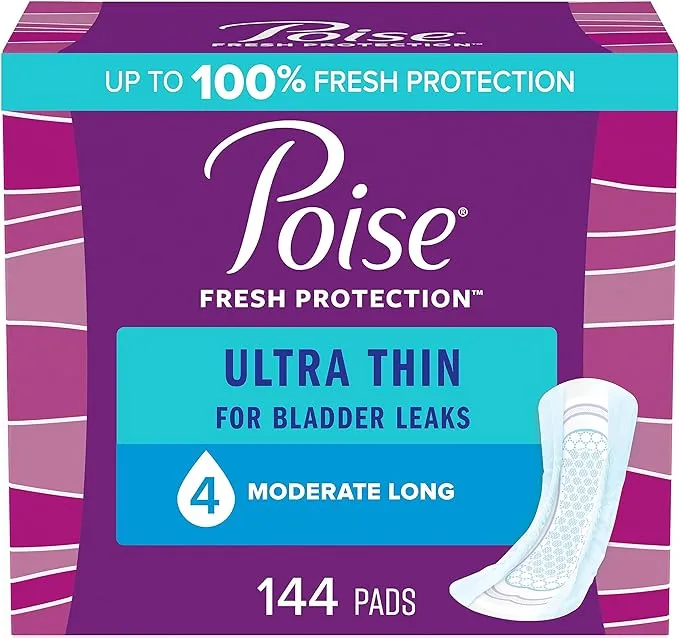 Poise Incontinence Pads & Postpartum Incontinence Pads, 5 Drop Maximum Absorbency, Regular Length, 14 Count, Packaging May Vary