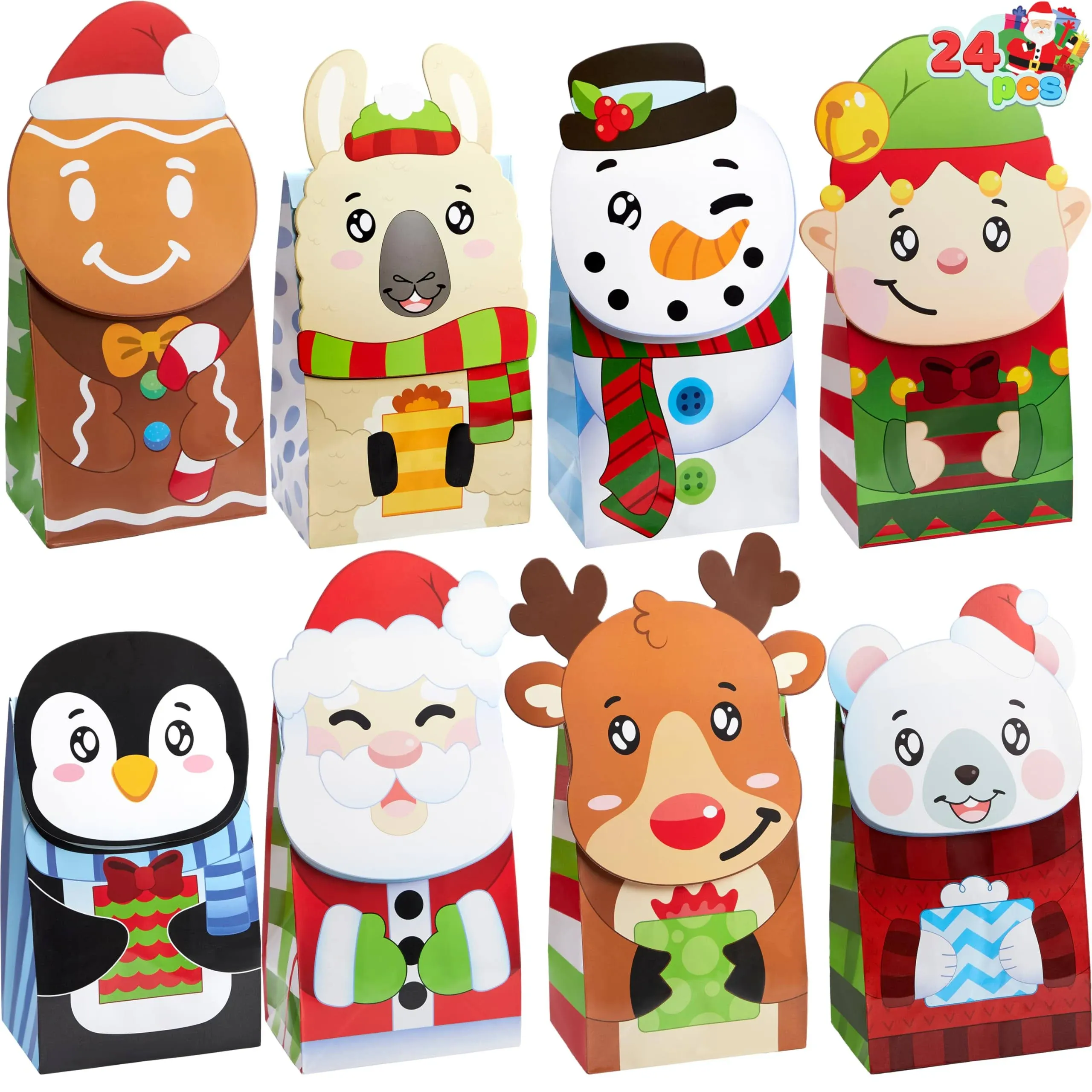 JOYIN 24 Christmas Die-Cut Flip Over Gift Treat Paper Bags for Holiday Party ...