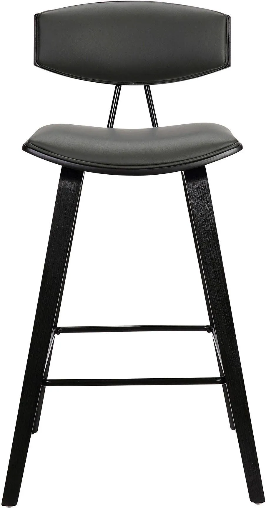 Armen Living Fox 25.5 inch Mid-Century Counter Height Barstool in Gray Faux ...