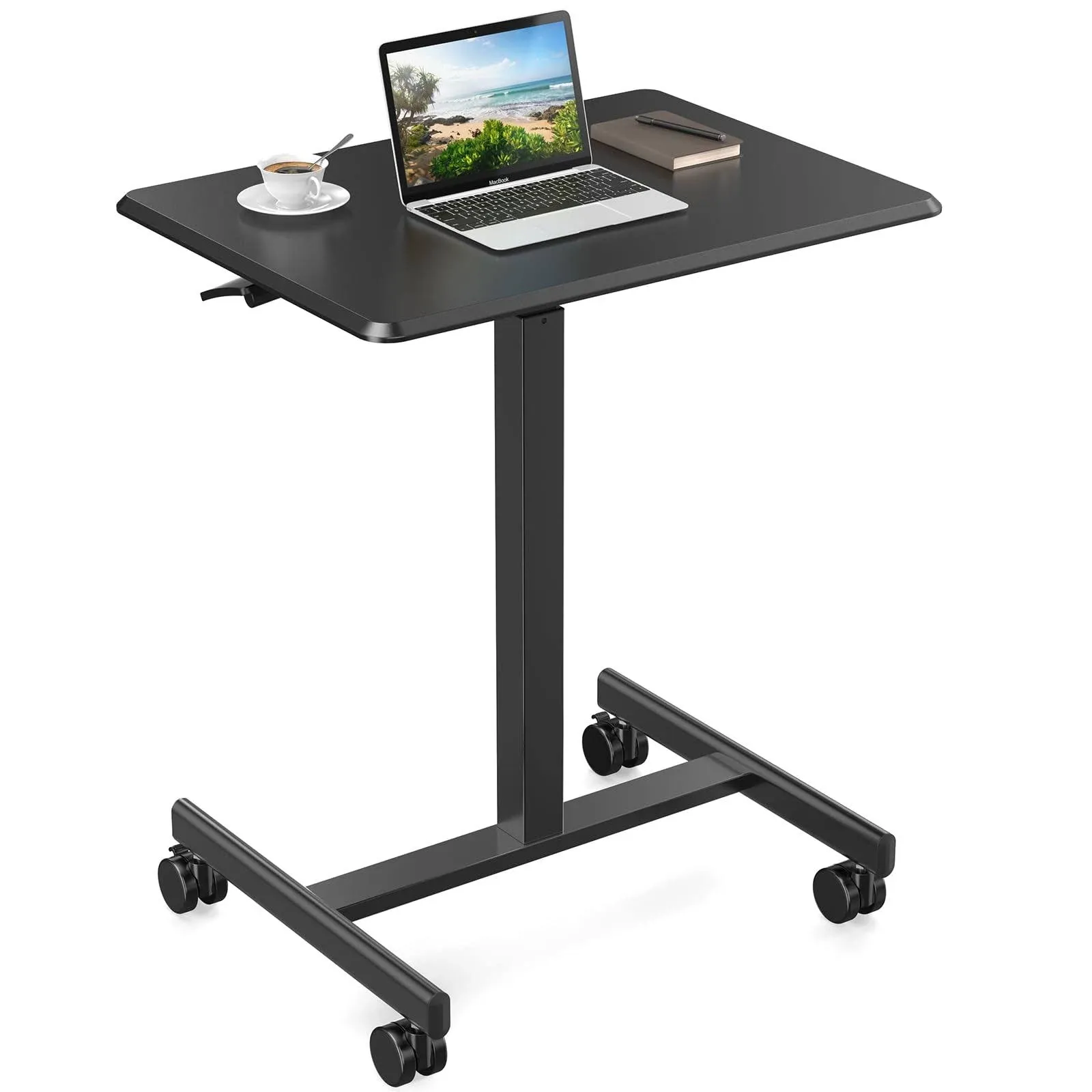  Small Mobile Rolling Standing Desk - Overbed Table, Teacher Podium with Black