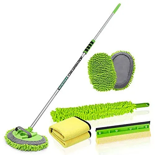 Wontolf 62'' Car Wash Brush with Long Handle Chenille Microfiber Car Wash Mop ...