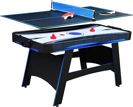 Hathaway Bandit 5-Ft Air Hockey and Table Tennis Multigame Table, Great for Family Game Rooms, Includes Strikers, Pucks, Paddles, Balls and net/Post Set