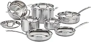 Cuisinart 12 Piece Cookware Set, MultiClad Pro Triple Ply, Silver, MCP-12N