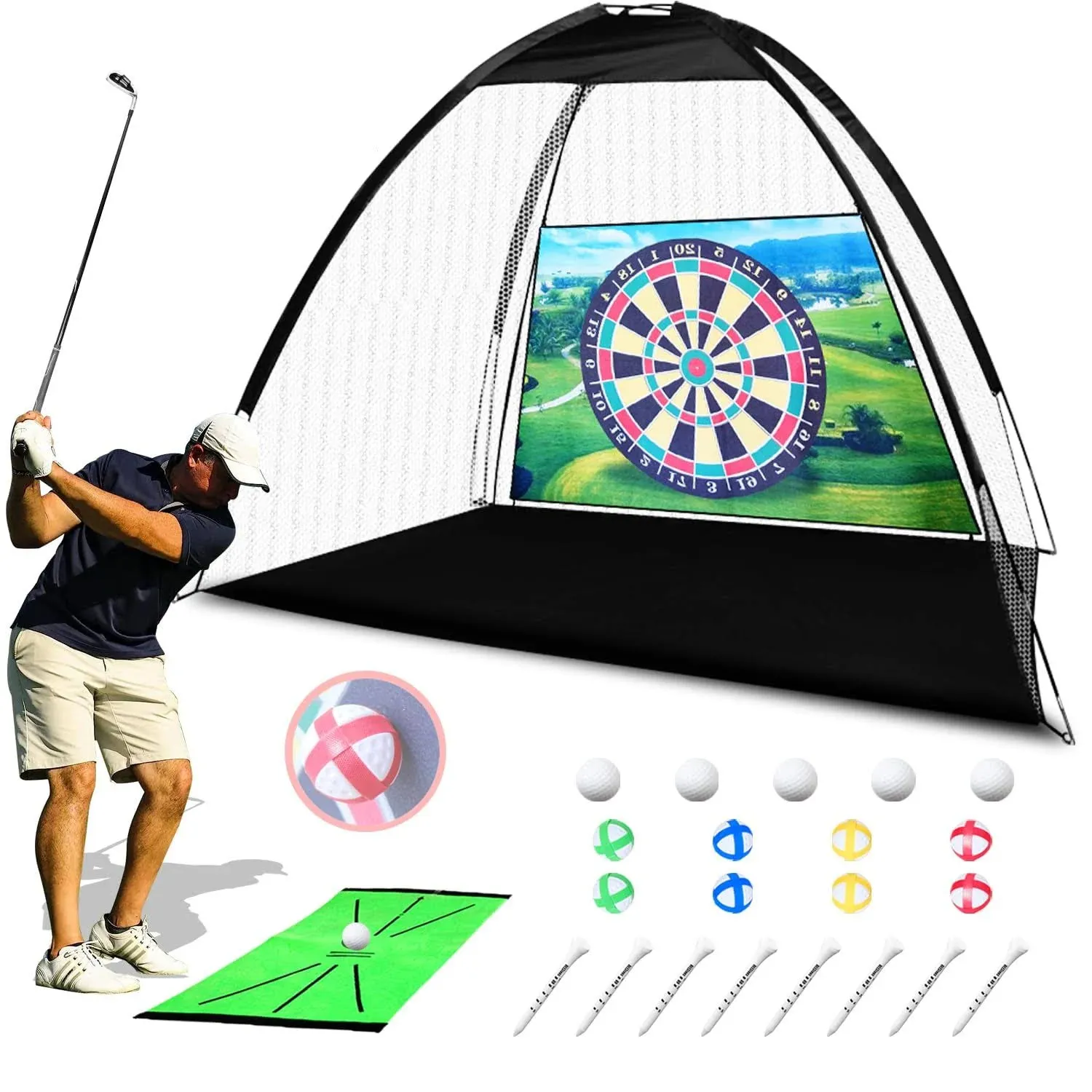 Mellart 10x7ft Practice Golf Net Set - Featuring Durable Hitting Net, Felt ...