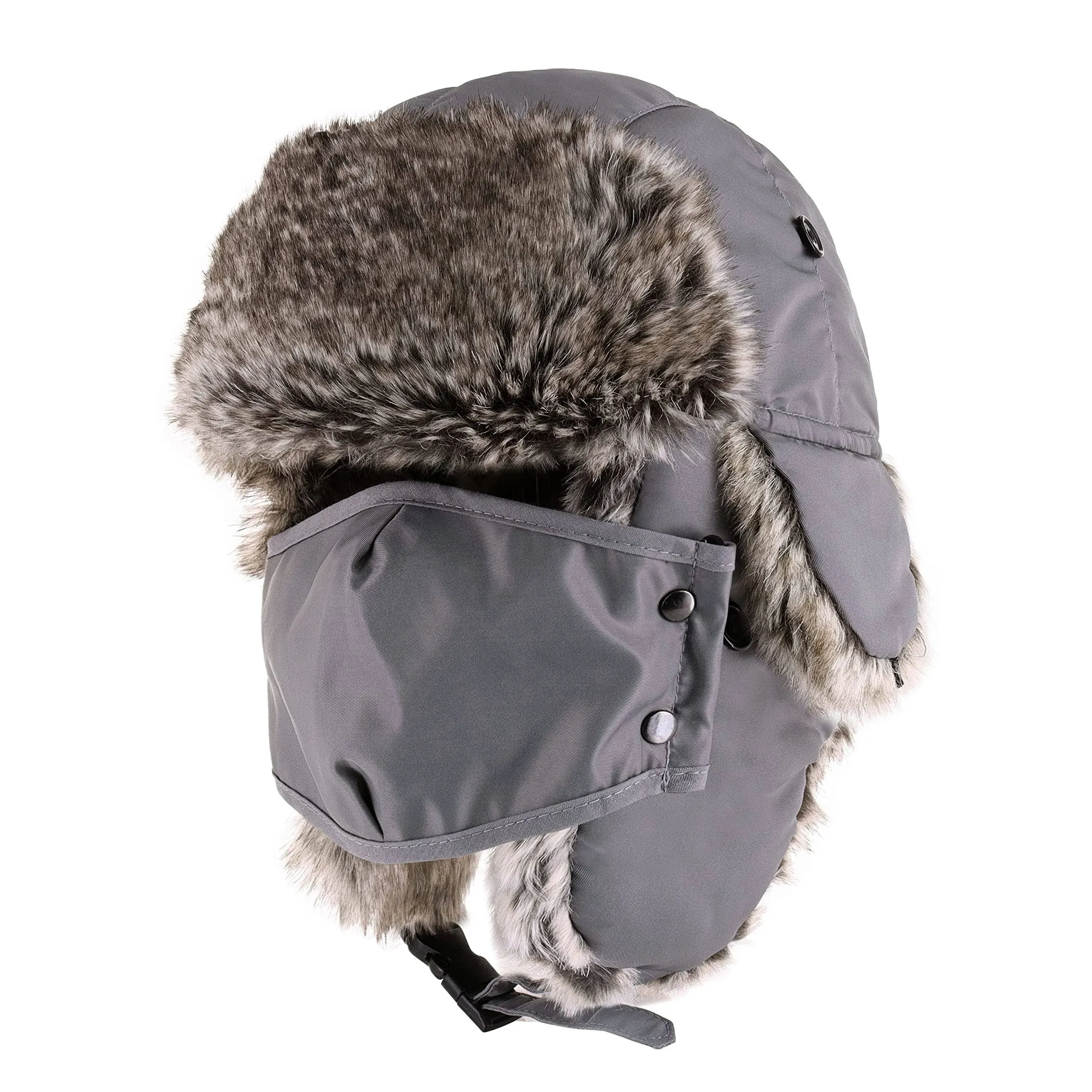 CHOK.LIDS Waterproof Winter Trapper Bomber Hats Unisex One Size, Light Grey 