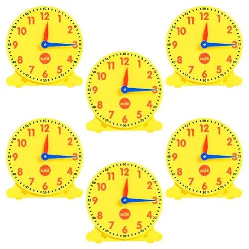 edxeducation Student Clocks - Set of 6 - Clock for Kids Learning to Tell Time ...